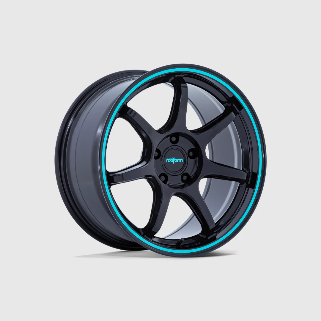 Rotiform RC208 BPU Flow Formed GLOSS BLACK W/ TEAL STRIPE - Image 3