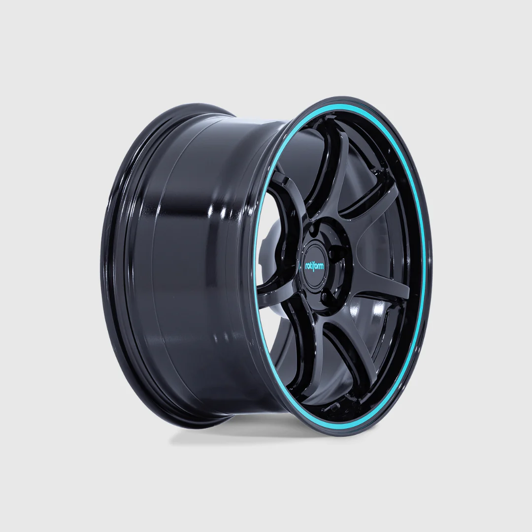 Rotiform RC208 BPU Flow Formed GLOSS BLACK W/ TEAL STRIPE - Image 4